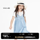 little MO&Co.涼感抑菌 童裝夏裝女童吊帶裙牛仔裙連衣裙兒童裙子 牛仔淺藍色 140 140/64