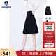 Navigare意大利小帆船半身裙女春秋季百搭a字裙時(shí)尚百褶裙顯瘦通勤半裙女 暗夜黑 S