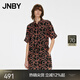 江南布衣（JNBY）夏季音符印花連體褲女寬松翻領(lǐng)連體衣收腰系帶短褲 853/雜桔 M