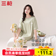 三槍?zhuān)═HREEGUN）睡衣女士森系印花甜美純棉短袖中褲春夏新疆棉透氣可外穿家居服套 花朵 XL