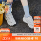 斯凱奇（Skechers）老爹鞋四季綠色休閑舒適運動(dòng)百搭厚底熊貓鞋女鞋99999863 白色/海軍藍色/WNV 36.5