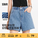 森馬（Semir）牛仔褲女設計感直筒褲小個(gè)子2025夏季新款復古小眾chic短褲潮 牛仔藍80317 31