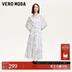 VEROMODA連衣裙2025新款腰帶裝飾印花七分袖裙子32527C003 本白色 M