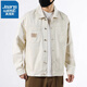 真維斯春秋款牛仔外套男士潮牌2025新款純棉高街工裝夾克寬松休閑上衣服 MS302米白 L 130-150斤