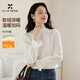 香影法式白色蕾絲衫女2025秋冬新款半高領(lǐng)正肩打底衫氣質(zhì)鏤空上衣 鷺白 M 160/84A/95-110斤