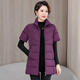 凱姿瑜半袖帶袖子的棉馬甲女坎肩馬夾中長(cháng)款秋冬棉短袖背心保暖外套 葡萄紫 3XL
