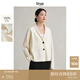旅途原品ltyp 100%羊毛針織開(kāi)衫 時(shí)尚寬松文藝西裝領(lǐng)短外套女秋季 象牙白 M
