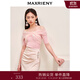 MAXRIENY復古浪漫感肩網(wǎng)紗半袖抹胸仙美溫柔度假風(fēng)短袖針織衫 珊瑚粉 S 01