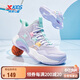 特步（XTEP）兒童童鞋戰眸男女童革網(wǎng)拼接透氣籃球鞋 雪青紫 37 
