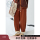 紫涵（ZIHAN）紫涵高腰抽繩哈倫褲冬季寬松顯瘦保暖休閑褲子蘿卜褲 暖冬橘 XL