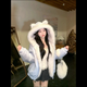 億梵莎韓系甜美連帽保暖兩穿毛毛短外套女2025新款寬松加厚毛絨保暖棉服 藍色 均碼 （可聯(lián)系客服備注碼數）