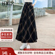 絲柏舍2024秋冬新款女士時(shí)尚簡(jiǎn)約寬松長(cháng)款A字高腰格子半身裙