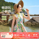 ASK JUNIOR兒童泳衣女童連體2025夏涼感海邊度假風(fēng)泡溫泉游泳裙 花色 160 