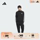 adidas經(jīng)典休閑三條紋長(cháng)袖套裝男女秋季阿迪達斯官方輕運動(dòng)   黑色 (偏小，推薦買(mǎi)大1碼)   2XL