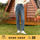 森馬（Semir）牛仔褲女抓毛長(cháng)褲舒適復古風(fēng)2024冬季潮流寬松錐形褲109724124003