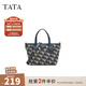 他她（TATA）復古老花手提包女包包休閑手拎包單肩包春季新款X3410AX5 蘭灰/綠 F