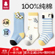 貝比嬰兒襪子春秋款100%純棉襪子新生兒童男女寶寶中長(cháng)筒襪子不勒腿 小斑馬 春秋款【精美禮盒裝】 3雙 1-2歲 適合腳長(cháng)12-14cm鞋碼16-20