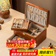 森物社多層帶鎖首飾盒珠寶耳環(huán)項鏈發(fā)飾收納盒高檔精致新婚生日禮物女生 三層實(shí)木首飾收納盒