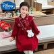 迪士尼（Disney）女童連衣裙新款保暖2025甜美兒童新年加絨加厚公主拜年服寶寶冬裝 新年紅【不含包包】 130  【建議120-130cm】