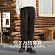 片斷（dribs＆drabs）片斷休閑褲女冬季新款松緊腰時(shí)尚加絨長(cháng)褲小個(gè)子藏肉直筒褲 深咖 L
