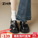 ZHR單鞋女學(xué)院風(fēng)花朵皮鞋厚底時(shí)尚樂(lè )福鞋粗跟百搭女鞋AH579P黑色40