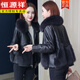 恒源祥海寧綿羊皮真皮皮衣羽絨服2025新款女短款領(lǐng)皮草一體外套韓版冬 炭黑色 升級 加厚 S 建議95-115斤