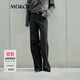 MO&Co.黑色牛仔褲中低腰寬松長(cháng)直筒棉質(zhì)黑牛褲摩安珂 牛仔黑色 M 27