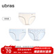 ubras動(dòng)物印花純棉內褲女7A抗菌透氣襠可愛(ài)中低腰少女生三角短褲 漣漪藍色+漣漪藍色+白色 3條 M