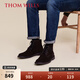 THOM WILLS馬丁靴男夏季英倫反絨皮高幫鞋真皮沙漠短筒靴深咖反絨E231-141 /7.5碼