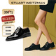 STUART WEITZMAN/SW MRSPATS秋冬黑色珍珠粗跟牛皮革樂福鞋女鞋真皮