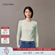 Calvin KleinJeans25秋季新款女士簡(jiǎn)約ck字母辣妹正肩羅紋打底長(cháng)袖T恤上衣