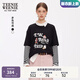Teenie Weenie小熊長(cháng)袖T恤女2025年春夏新款美式復古假兩件拼接打底衫 黑色 S 160