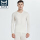 貓人（MiiOW）100%純山羊絨內衣男士保暖套裝加厚圓V領(lǐng)貼身發(fā)熱打底秋衣褲高端 男士 米白-V領(lǐng)  XL (175)