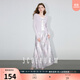 三彩2025夏季新款緞面印花半身裙松緊腰魚(yú)尾A字裙長(cháng)裙M 淡紫色花卉 L 165/72A