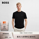 BOSS博斯 男士徽標(biāo)飾片棉質(zhì)平紋針織短袖T恤 001-黑色 M