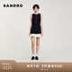 SANDRO2025春夏新款女裝時(shí)尚扣飾黑色撞色荷葉邊連衣裙SFPRO04158 黑色 M (38)