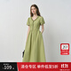 范思藍恩木耳邊法式短袖連衣裙女2025夏季新款設計感氣質(zhì)通勤2888 抹茶綠 XS