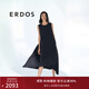 ERDOS【絲錦縐】25夏季寬松A字綁帶設(shè)計無袖小黑裙不規(guī)則裙擺女連衣裙 黑 M 165/84A