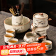 瓷牌茗茶具（cipaiming teaset）汝窯功夫茶具套裝家用陶瓷泡茶壺茶杯懶人石墨高檔自動(dòng)茶具整套 汝窯富竹自動(dòng)茶具10頭
