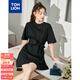 唐獅春夏新款連衣裙女短款設計感小眾冷淡風(fēng)女裝高級感系帶T恤裙 黑色 S