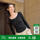 森馬（Semir）長(zhǎng)袖T恤女短款撞色打底衫簡(jiǎn)約風(fēng)秋季假兩件修身衣服101524101005