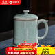 金鑲玉 陳文德老師手工制作仿宋汝窯茶杯可養開(kāi)片陶瓷辦公杯茶水分離杯 陳文德汝窯冰片蓮花四件杯