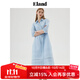 ELAND衣戀連衣裙女舒適透氣襯衫領(lǐng)A字九分長(cháng)裙純棉夏季新款 淺藍色(51)L/Blue L 170