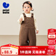 迷你巴拉男女童秋冬新款可愛護肚寶寶加絨背帶褲子 深咖啡50941 100 cm