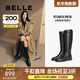 百麗（Belle）周雨彤秦嵐同款雙子星騎士女商場(chǎng)款長(cháng)靴B9V1DDG5預售 經(jīng)典版-黑色 37