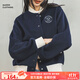 馬登學(xué)院風(fēng)棒球服夾克女秋季美式復古撞色刺繡百搭毛呢外套保暖上衣 海軍藍 （建議拍小一碼） XL