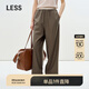 LESS【商場同款】2025夏新拼接撞色全羊毛休閑九分褲女2P5E11030 257深卡其 M