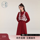 紫涵（ZIHAN）紫涵無(wú)袖國風(fēng)設計馬甲長(cháng)袖襯衫連衣裙兩件套女2024冬季新款百搭 復古紅 XL
