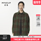 幻走（MOVEUP）2024秋季新款.FUN系列復古弧形設計師中長(cháng)款毛呢外套女 綠棕格 M