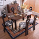 惠尋中古風(fēng)可伸縮餐桌家用小戶(hù)型白蠟木紋法式復古風(fēng)實(shí)木折疊圓桌飯桌 實(shí)木餐桌+6*鑰匙扣椅 135×85×76cm